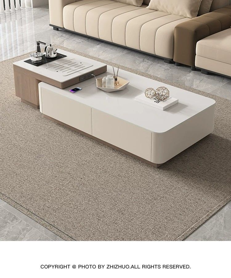 Solid wood rock board Kung Fu tea table
